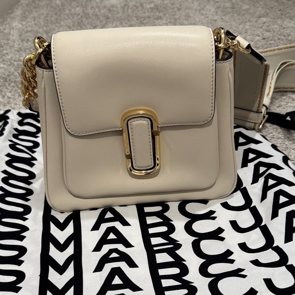 Marc Jacobs Beige Crossbody Bag with Gold Accents